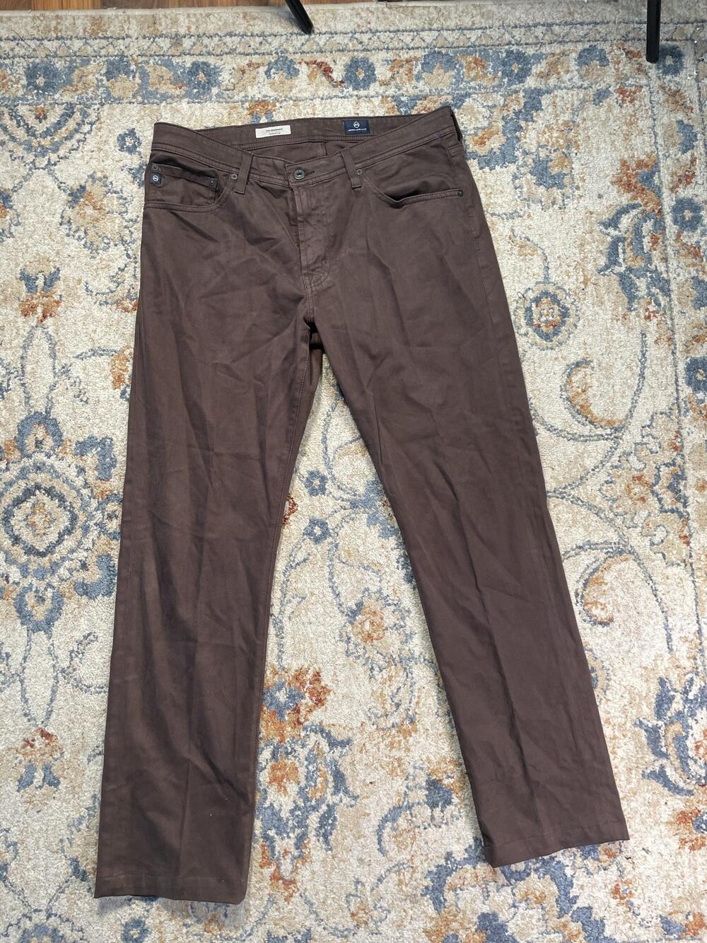 AG Adriano Goldschmied The Graduate Jeans Mens 34x32 Brown Dark Straight Stretch